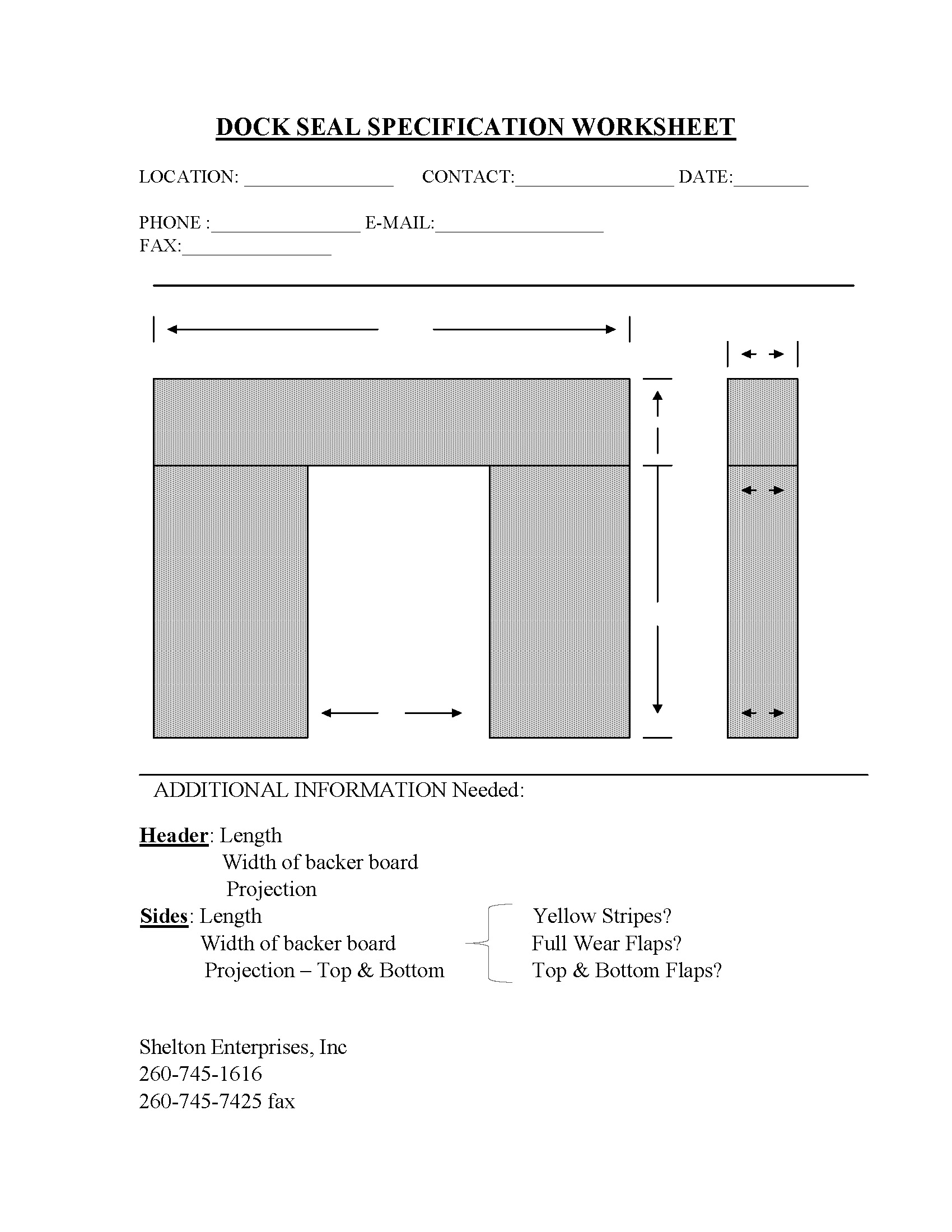 PDQ - DOCK SEAL SPECIFICATION WORKSHEET